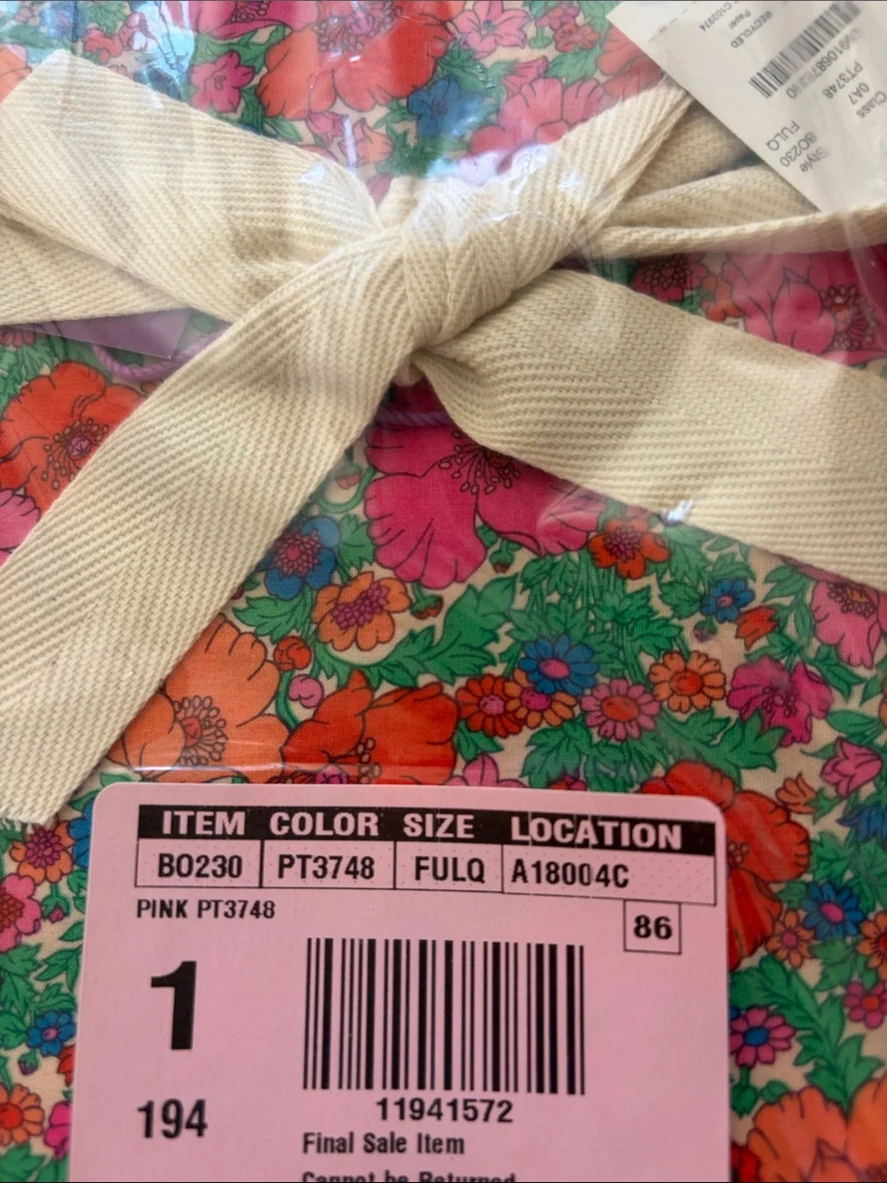 J. Crew Bright Floral Full/Queen Duvet Cover in Orange, Pink, Green, Blue